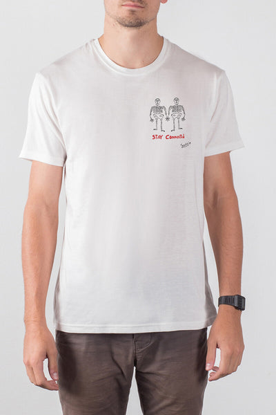 umano men's white crewneck tee THE WISHBONE t-shirt
